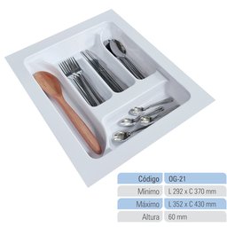 Porta Talheres de Gaveta Organizador para Cozinha Branco 5 Divisórias Acabamento Moveis - 2