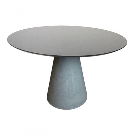 Mesa De Jantar Cone Concreto 160 Cm Tampo Laqueada Cor Preto