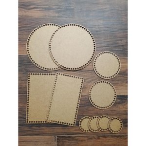 Base de Mdf Cesto Fio Malha Crochê - Kit Diversos Tamanhos 10 Un