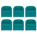 Ver imagem 1 de Kit 6 Poltronas Decorativa Tilla Suede Azul Tifany - Twdecora