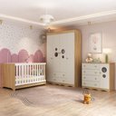 Ver imagem 1 de Quarto de Bebê Completo com Berço Americano 3 em 1 Sonho Multimóveis Mp4615 Madeirado/off White