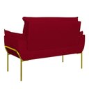 Ver imagem 4 de Poltrona Sofá Luxo Base Metal Dourado Recepção Escritório Vermelho