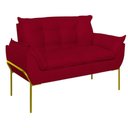 Ver imagem 2 de Poltrona Sofá Luxo Base Metal Dourado Recepção Escritório Vermelho