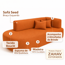 Ver imagem 7 de Sofá Orgânico Divã Estofado Sala Recepção Seed 160 Cm Zahav:bouclê Braça Lado Esquerdo/terracota