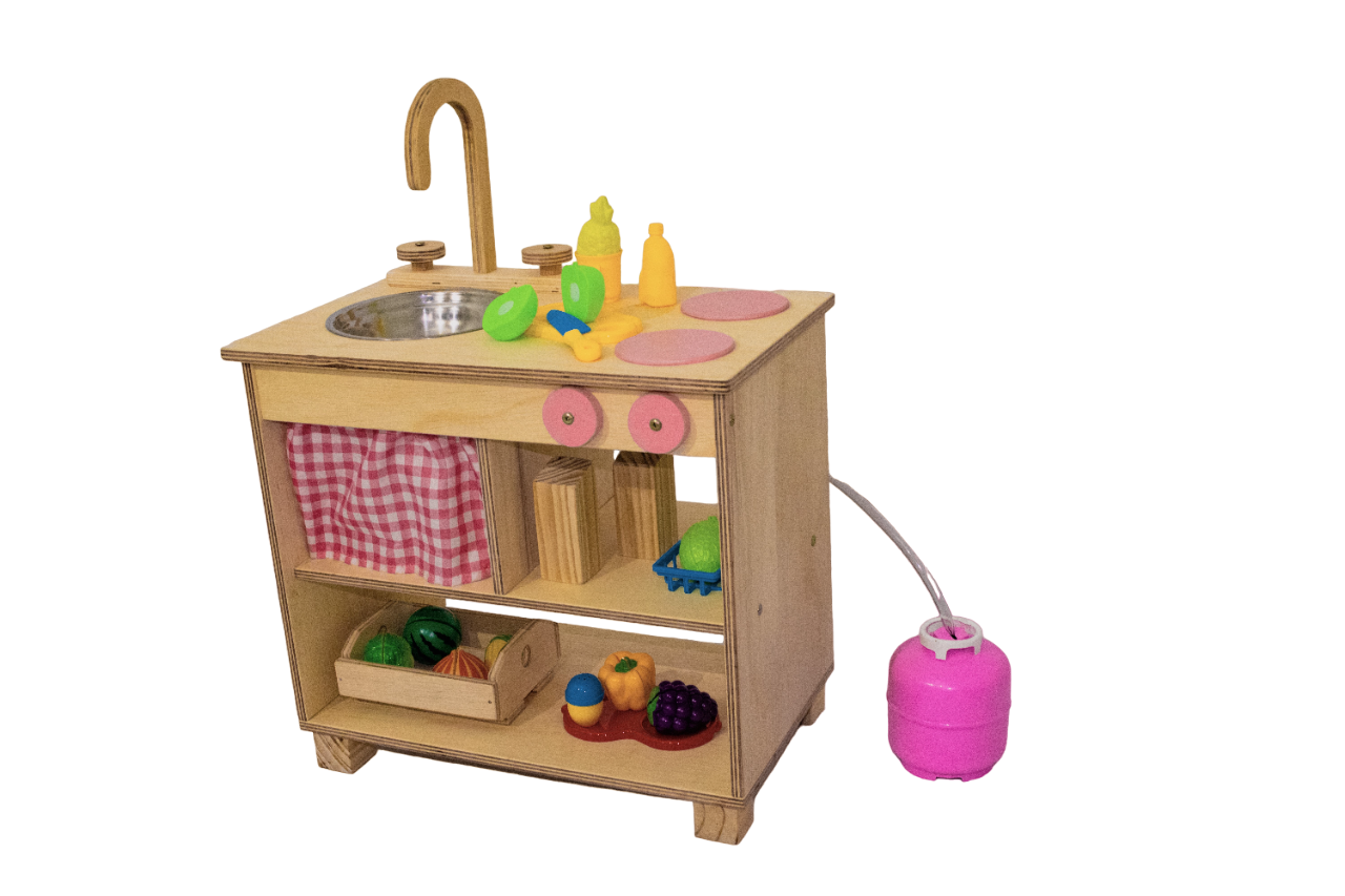 Cozinha infantil de madeira Rosa com botijão – Ateliê de madeira - 2