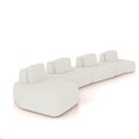 Ver imagem 2 de Sofá 4 Lugares Orgânico com Chaise e 3 Módulos Berlim bouclê Off K01 - D’Rossi