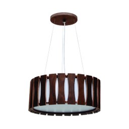Lustre Pendente Madeira Ripado Redondo 40 Cm para Sala de Estar Sala de Jantar Cor Málaga - 3