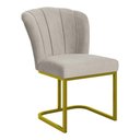 Ver imagem 4 de Cadeira Jantar Flor Mesa Cozinha Reforçada Base Metal Dourada Bege