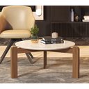 Ver imagem 1 de Mesa de Centro Redonda Austria Tampo Off White Base em Madeira Maciça