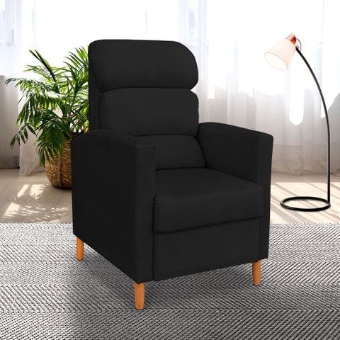 Poltrona Amamentação Reclinável Gisele - Poltrona Confortável para Leitura e Descanso - Preto