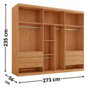 Ver imagem 4 de Guarda-Roupa Casal 100% MDF com 6 Portas e 6 Gavetas 273cm Multimóveis CR35528 Madeirado/Off White