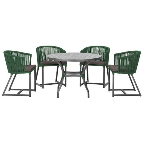Mesa com 4 Cadeiras e Noronha Estofado 11 Trama Original Verde