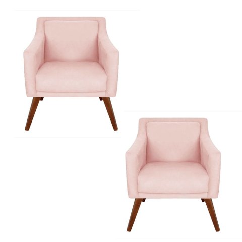 Kit 2 Poltrona Gabriela Corino Rosa Bebe - Dominic Decor