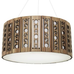 Luminária Decorativa Madeira Pendente Porto Belo Red 45cm