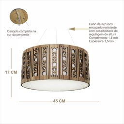 Luminária Decorativa Madeira Pendente Porto Belo Red 45cm - 2