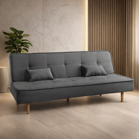 Sofá Cama Silver 3 Lugares Reclinável Suede Cinza Chumbo 1,92 - Star Confort