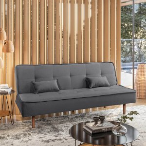 Sofá Cama Silver 3 Lugares Reclinável Suede Cinza Chumbo 1,92 - Star Confort