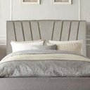 Ver imagem 1 de Cabeceira Estofada Bélgica 90cm Solteiro para Cama Colchão Box Quarto Linho Bege - Aurora Line