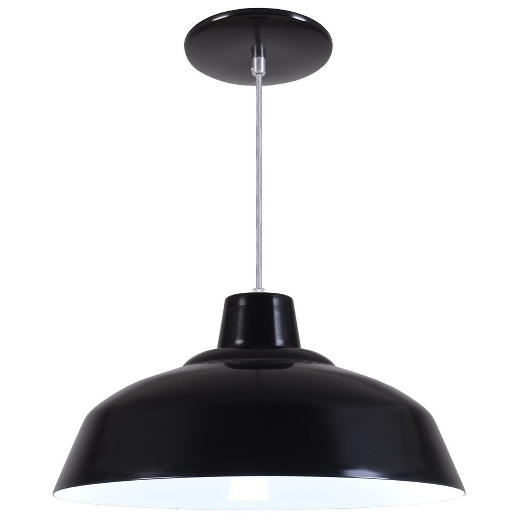 Pendente Retrô 34cm Luminária Lustre Alumínio Preto Fosco - T&T Iluminação