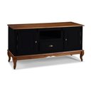 Ver imagem 1 de Rack para Sala com Pés Luis Xv 2 Portas 1 Gaveta e Nicho 60811m Hannover - Preto/ Imbuia Glazer