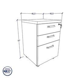 Escrivaninha 150cm com Gaveteiro 3 Gavetas Escritório F5 Cor:nogal com Preto - 6