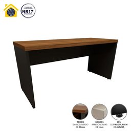 Escrivaninha 150cm com Gaveteiro 3 Gavetas Escritório F5 Cor:nogal com Preto - 3