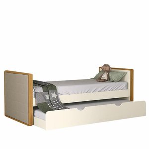 Cama Babá Tutto New com Auxiliar e Capitonê Freijó/off White - Matic Móveis