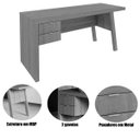 Ver imagem 3 de Mesa para Escritório Escrivaninha 2 Gavetas Amêndoa