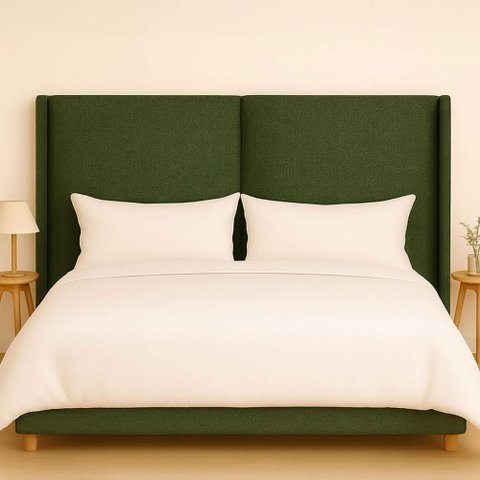 Cabeceira Cama King 210cm Estofada Linho ou Veludo Editável Cor:linho Moderno Verde