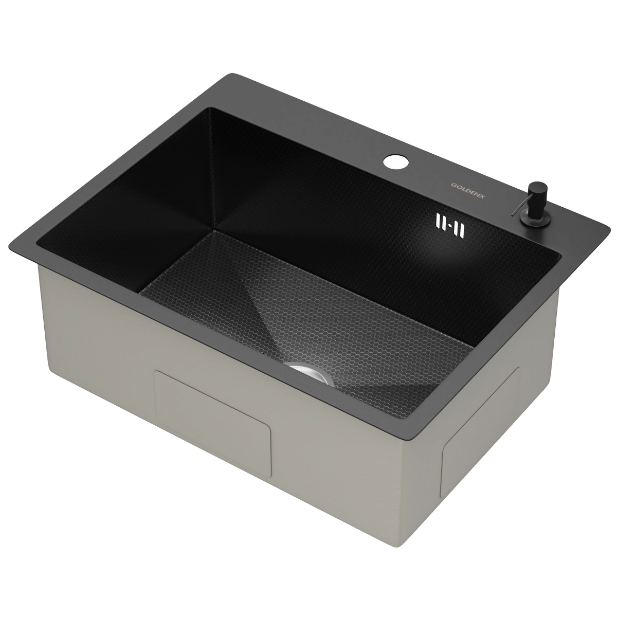 Cuba Gourmet para Cozinha Mônaco Quadrada Preto Aço Inox 304 com Cesto Escorredor Goldenx