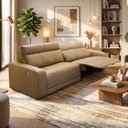 Ver imagem 1 de Sofá 4 Lugares Retrátil Reclinável Elétrico 284cm Mazi L06 Couro Caramelo - Lyam Decor