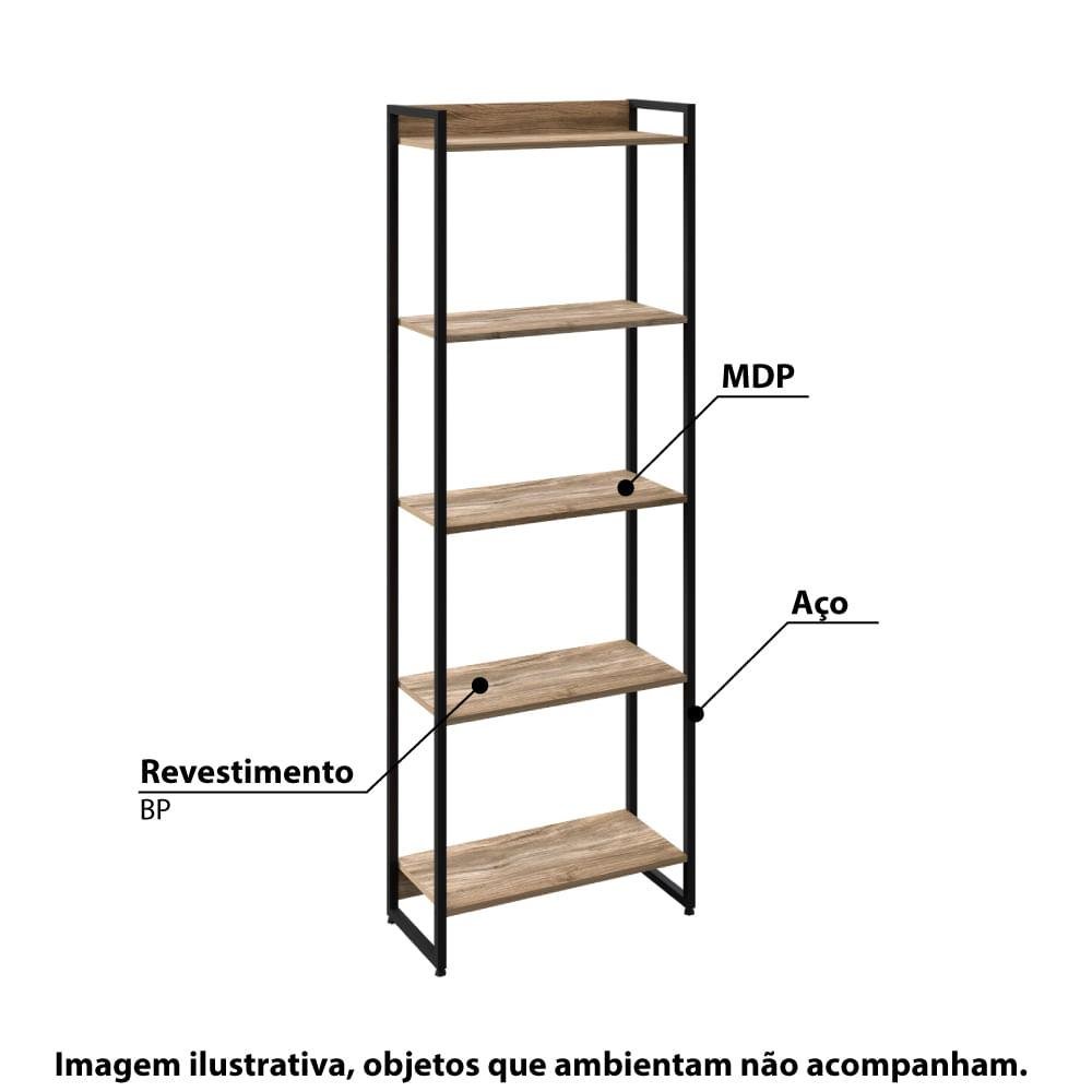 Estante Dynamica Industrial Nichos Cm Carvalho Preto MadeiraMadeira