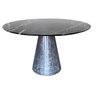 Mesa de Jantar Cone Redonda Cimento Polido Acetinado e Resinado - Marmore Nero Marquina - 1,20M - 1