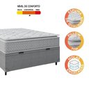 Ver imagem 3 de Cama Box Baú Casal Colchão Molas Ensacadas Pillow Top Perfect 138X188X74Cm Cinza/Branco