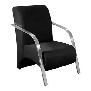 Poltrona Suede Vênus Decorativa Braço de Alumínio:preto