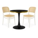 Ver imagem 1 de Conjunto Mesa de Jantar Redonda Majestic 70cm Preta com 2 Cadeiras Roma - Branco