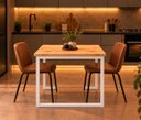 Ver imagem 4 de Mesa de Jantar Reforçada Industrial 160x70cm Tampo Bege Pés Branco