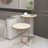 Conjunto de Mesas Apoio e Lateral Alice Pés de Ferro Off White com Freijó - 1