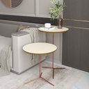 Ver imagem 1 de Conjunto de Mesas Apoio e Lateral Alice Pés de Ferro Off White com Freijó