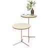 Conjunto de Mesas Apoio e Lateral Alice Pés de Ferro Off White com Freijó - 2