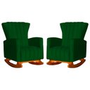 Ver imagem 1 de Kit 2 Poltrona Decorativa Melinda Balanço Suede Verde - Fm
