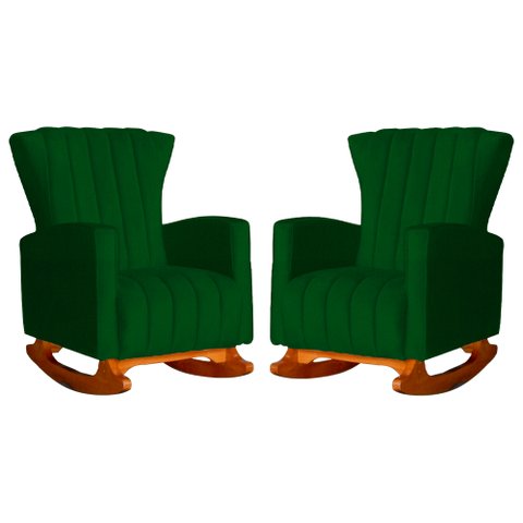 Kit 2 Poltrona Decorativa Melinda Balanço Suede Verde - Fm