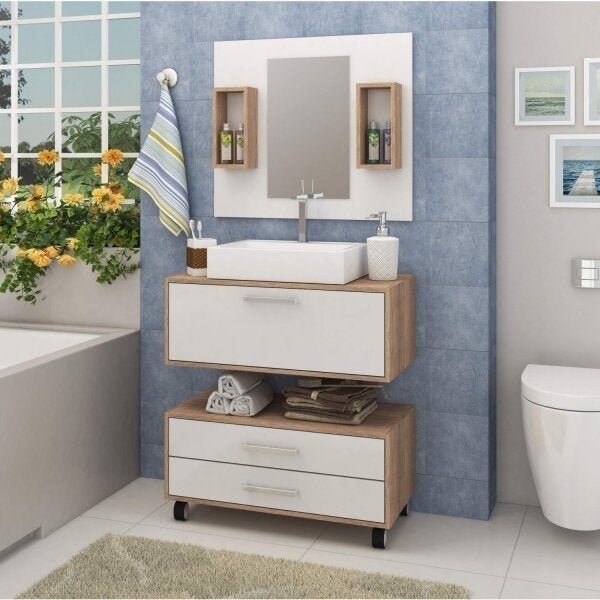 Gabinete para Banheiro com Espelheira e Gaveteiro Espresso Móveis - 1