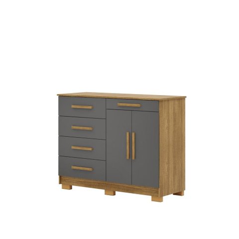 Cômoda Sapateira Sirius 5 Gavetas 2 Portas - Nature/Alasca