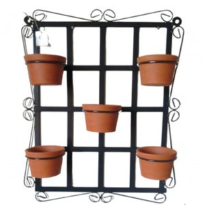 Suporte Ferro Plantas Quadrado Preto 5 Vasos