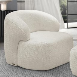 Poltrona Decorativa Fixa Orgânica para Sala Living Barolo L06 Bouclê Branco - Lyam Decor - 2