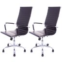 Ver imagem 1 de Kit 2 Cadeiras Presidente Charles Eames Esteirinha Couro Pu 11P Cor: Preto
