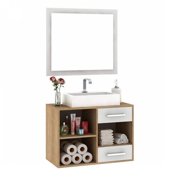 Gabinete para Banheiro com Espelheira e Gaveteiro Espresso Móveis - 2