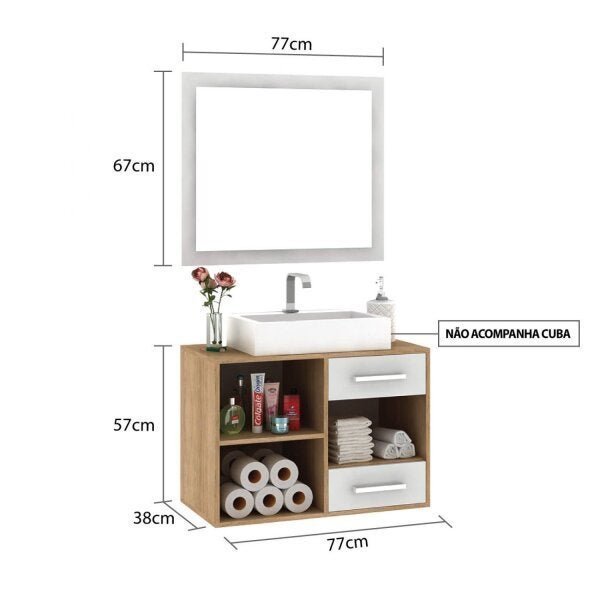Gabinete para Banheiro com Espelheira e Gaveteiro Espresso Móveis - 4