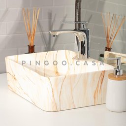 Cuba De Apoio Para Banheiro Retangular Slim Louça Cerâmica 40 cm Cornalina Pingoo.casa - - 2